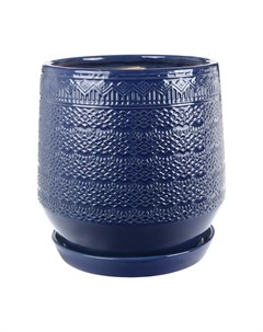 Горшок керамический для цветов синий узор 26х26х27 см Qianjin