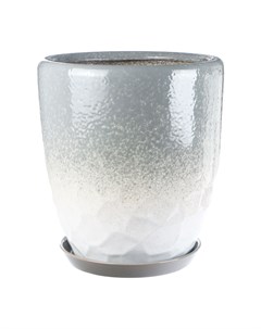 Горшок керамический с поддоном серо белый 40 см Qianjin