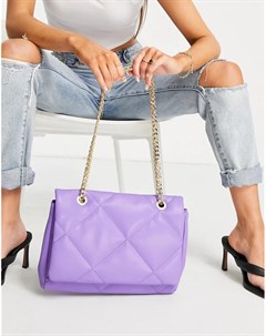 Фиолетовая стеганая сумка через плечо с ремешком цепочкой Asos design