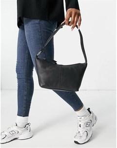 Черная кожаная сумка на плечо изогнутой формы в стиле 90 х Asos design