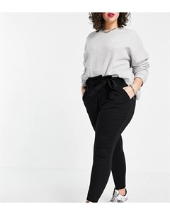Черные брюки свободного кроя с присборенной талией Vero moda curve