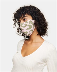 Розовая маска для лица со звериным принтом в камуфляжном стиле Topshop