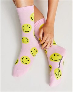 Розовые носки x Smiley Typo