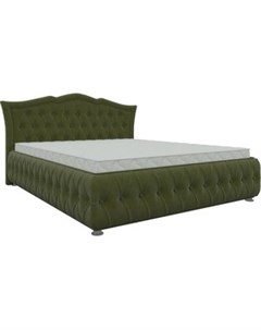 Кровать двуспальная Герда микровельвет зеленый Артмебель