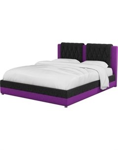 Интерьерная кровать Камилла микровельвет черно фиолетовый Артмебель