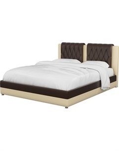 Интерьерная кровать Камилла эко кожа коричнево бежевый Артмебель