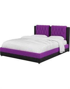 Интерьерная кровать Камилла микровельвет фиолетово черный Артмебель