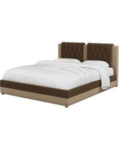 Интерьерная кровать Камилла микровельвет коричнево бежевый Артмебель