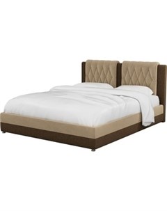 Интерьерная кровать Камилла микровельвет бежево коричневый Артмебель