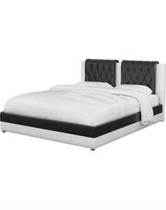 Интерьерная кровать Камилла эко кожа черно белый Мебелико