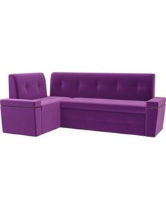 Кухонный угловой диван Деметра микровельвет фиолетовый левый угол Мебелико