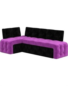 Кухонный угловой диван Люксор микровельвет фиолетово черный угол левый Мебелико