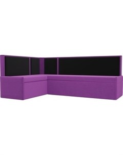 Кухонный угловой диван Кристина микровельвет фиолетово черный левый Мебелико