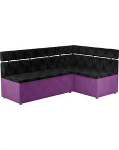 Кухонный угловой диван Классик микровельвет черно фиолетовый правый Мебелико