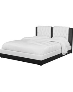 Интерьерная кровать Камилла эко кожа бело черный Мебелико