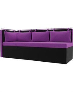 Кухонный угловой диван Метро микровельвет фиолетово черный угол левый Мебелико