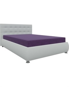 Кровать Рио осн микровельвет фиолетовый компэко кожа белый Мебелико