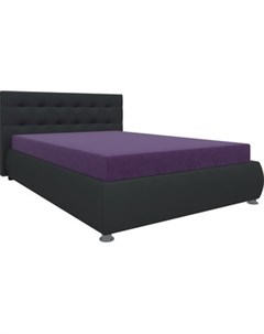 Кровать Рио осн микровельвет фиолетовый компэко кожа черный Мебелико