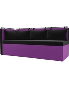 Кухонный угловой диван Метро микровельвет черно фиолетовый угол левый Мебелико