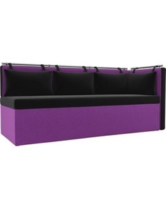 Кухонный угловой диван Метро микровельвет черно фиолетовый угол правый Мебелико