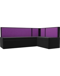 Кухонный угловой диван Кристина микровельвет черно фиолетовый правый Мебелико