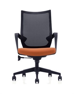 Кресло офисное Спэйс LB черный пластик черная сетка оранжевая ткань Norden