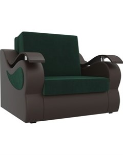 Кресло кровать Меркурий велюр зеленый экокожа коричневый 80 Артмебель