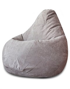 Кресло мешок Груша серый микровельвет XL Bean-bag