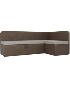 Кухонный угловой диван Форест рогожка бежевый коричневый правый угол Артмебель