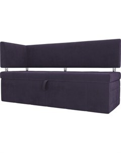 Кухонный угловой диван Стоун велюр фиолетовый левый угол Артмебель