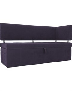 Кухонный угловой диван Стоун велюр фиолетовый правый угол Артмебель