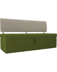 Кухонный прямой диван Стоун микровельвет зеленый бежевый Артмебель