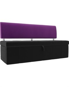 Кухонный прямой диван Стоун микровельвет черный фиолетовый Артмебель