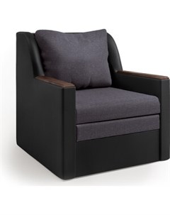 Кресло кровать Соло экокожа черный и серая рогожка Шарм-дизайн