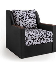 Кресло кровать Соло экокожа черный и узоры Шарм-дизайн