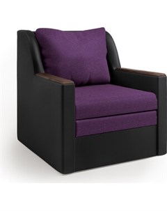 Кресло кровать Соло экокожа черный и фиолетовая рогожка Шарм-дизайн