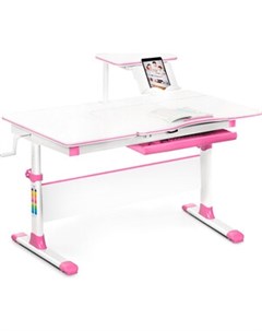 Детский стол EVO 40 lite PN столешница белая ножки белые с розовыми накладками Mealux evo