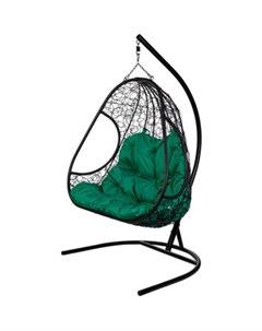 Двойное подвесное кресло Primavera black зеленая подушка Bigarden