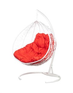 Двойное подвесное кресло Gemini white красная подушка Bigarden