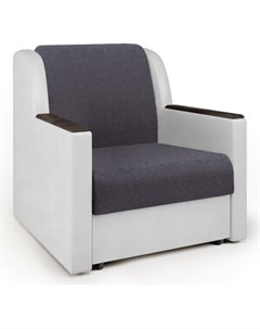 Кресло кровать Аккорд Д серая рогожка и экокожа белая Шарм-дизайн