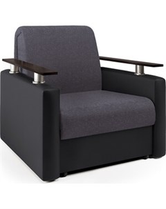Кресло кровать Шарм серая рогожка и черная экокожа Шарм-дизайн