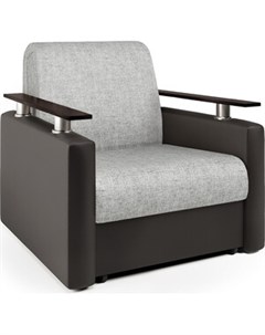 Кресло кровать Шарм экокожа шоколад и серый шенилл Шарм-дизайн