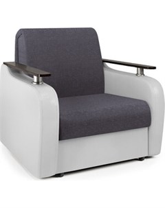 Кресло кровать Гранд Д серая рогожка и экокожа белая Шарм-дизайн