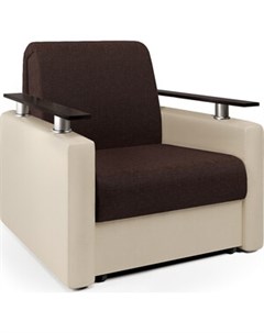 Кресло кровать Шарм рогожка шоколад и экокожа беж Шарм-дизайн