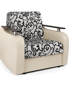 Кресло кровать Гранд Д экокожа беж и узоры Шарм-дизайн