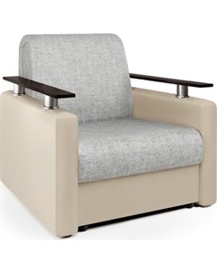 Кресло кровать Шарм экокожа беж и серый шенилл Шарм-дизайн