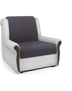 Кресло кровать Аккорд М серая рогожка и экокожа белая Шарм-дизайн