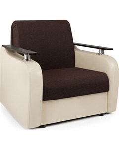 Кресло кровать Гранд Д рогожка шоколад и экокожа беж Шарм-дизайн