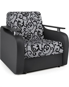 Кресло кровать Гранд Д экокожа черная и узоры Шарм-дизайн