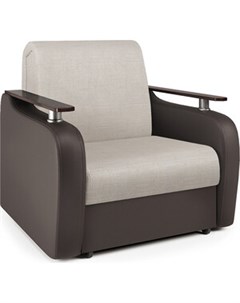 Кресло кровать Гранд Д экокожа шоколад и шенилл беж Шарм-дизайн
